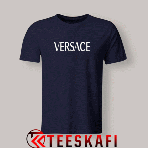 Tshirts versace logo blue navy