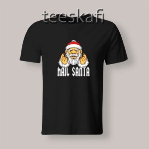 Hail Santa Metal And Rock Devils Horns T-Shirt Size S-3XL
