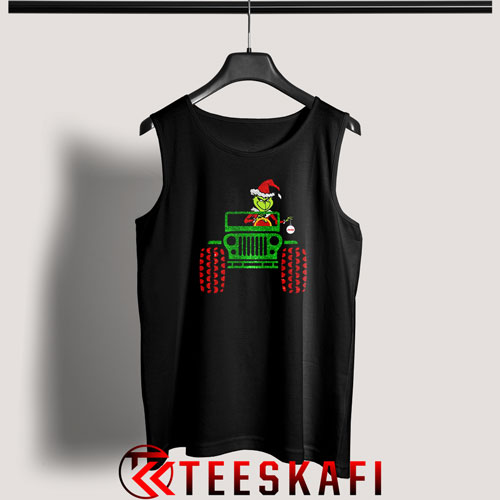 The Grinch Driving Jeep Christmas Tank Top Size S-3XL